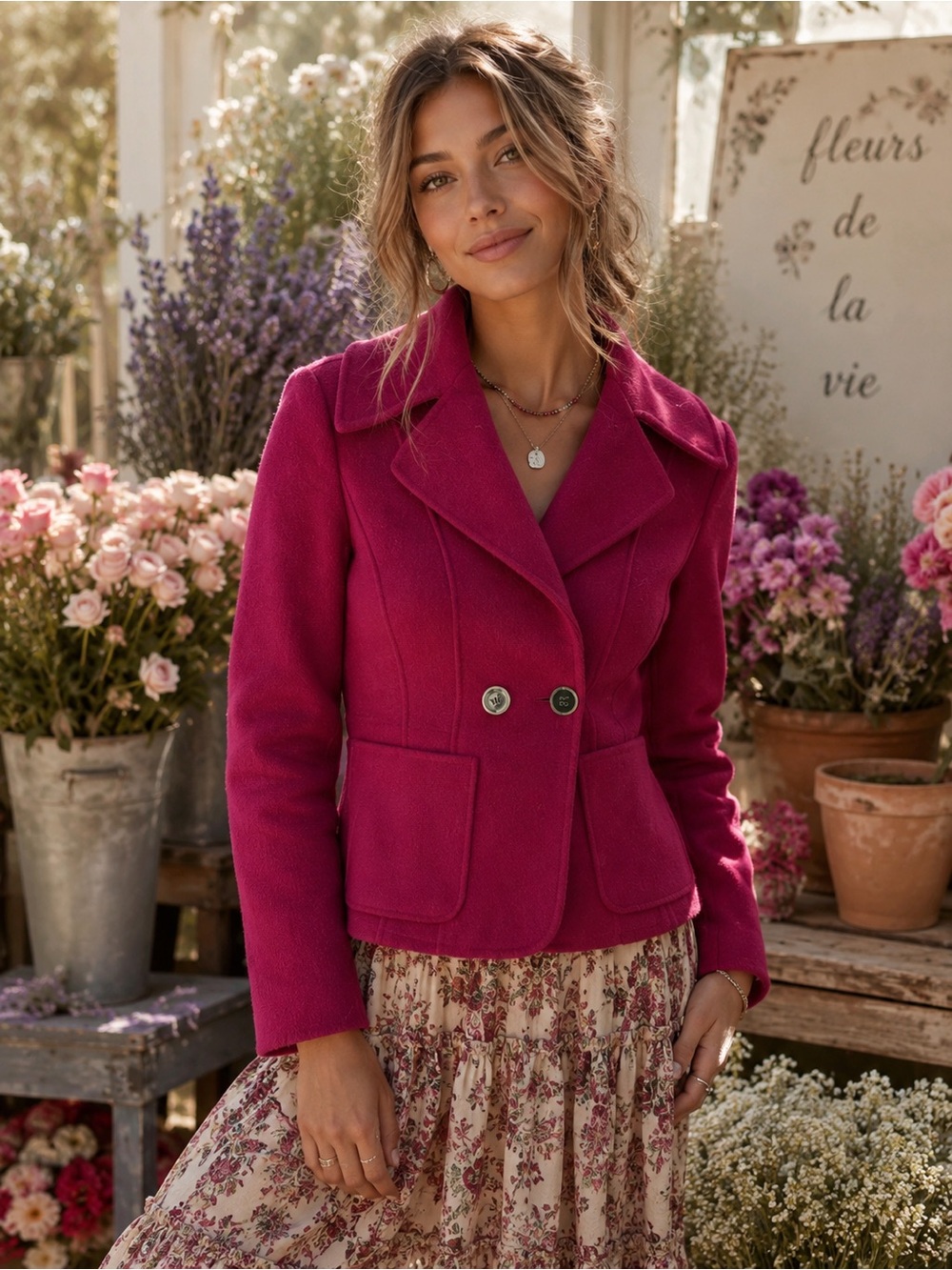 Anne Klein Pink Wool Jacket